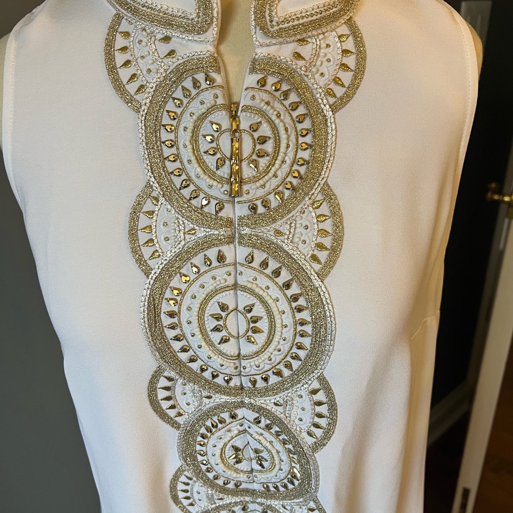 Lilly Pulitzer White and Gold Maxi Dress